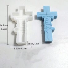 创意时尚十字形硅胶蜡烛模具，万圣节装饰 - 白色 - 查看 3