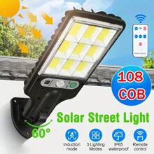 1/2/4pcs Outdoor Solar Waterproof Street Light, 108 COB Solar Wall Light, 3 Lighting Modes, Durable And Easy To Install, Commonly Used For Garden, Terrace, And Corridor Lighting - Multicolor - View 1