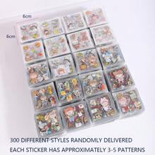 20pcs Cartoon Pattern Sticker Set, Each Sticker Has Different Creative Cartoons, Approximately 3-5 Designs Per Sticker, Each Sticker Is About 6*6cm, 300pcs Assorted Styles Randomly Sent