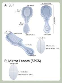 Bộ 5 khuôn silicon - Gương & Lược, Đồ trang sức thủ công DIY, Quà tặng, Khuôn đúc nhựa Epoxy - trắng - Xem 2