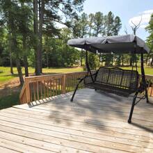 Lechay Outdoor Patio Swing Chair Canopy Replacement, 3 Seater Porch Swing Seat Canopy Cover, Waterproof And Windproof, Garden Furniture Covers (Grey, Large) - Black - View 7