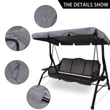 Lechay Outdoor Patio Swing Chair Canopy Replacement, 3 Seater Porch Swing Seat Canopy Cover, Waterproof And Windproof, Garden Furniture Covers (Grey, Large) - Black - View 3
