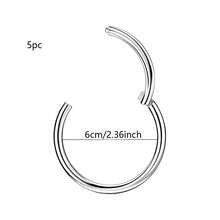 5pcs Stainless Steel Hinged Segment Ring Nose Septum Lip Piercing Jewelry Set Halloween - Multicolor - View 5