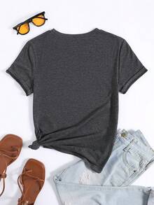 Áo phông nữ tùy chỉnh cho Giáng sinh, Lễ tạ ơn - Thêm văn bản của riêng bạn (Thành viên gia đình/Biệt danh/Khẩu hiệu/Ảnh chế trên Internet) để thiết kế áo phông in cá nhân, Tên tùy chỉnh, Kỷ niệm, Sinh nhật, Quà tặng đám cưới, Quà tặng bạn thân - Màu xám đen - Xem 2