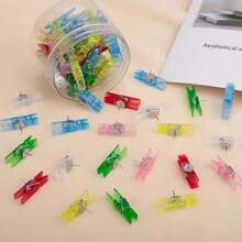 20pcs Drawing Pins Plastic Thumb Tack Clips Push Pins For Cork Board Office & School Supplies Binder Clips Back To School,Back To School,School Supplies