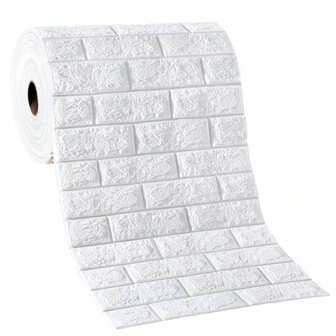 1 Roll Of 3D Self-Adhesive Foam Tile Wall Stickers - Soft And Waterproof Adhesive Decorative Panels - Easy To Stick, Suitable For Indoor Wall Decor, Living Room, Kitchen, And Bedroom Bathroom Home Decor, 19.7 Inches Wide, 5 Meter / 10 Meter Long, Renovation Stickers Peel Wall Panels, Wall Paper, Wallpapers, Spring Decoration Items Refresh Your Home, Rama Decoration Stickers