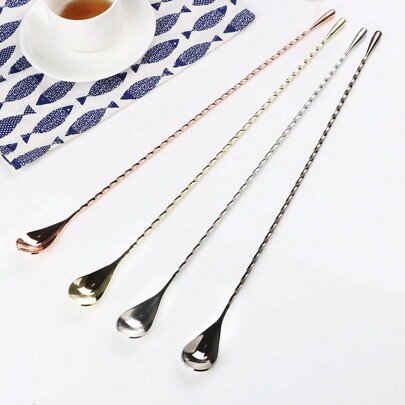 ملعقة خلط من الفولاذ المقاوم للصدأ بنمط حلزوني، ملعقة استنقاع للباربيد، أدوات بارتندر، ملعقة تقليب 30/40 سم ، أداة بار للاستخدام الخارجي والتخييم