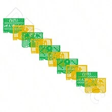 DECORAMEC PAPER CRAFT Papel Picado Enramada San Jose Tira de Plastico Picado San Jose Amarillo y Verde Guirnalda Mexicana - Multicolor - Ver 4