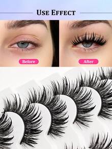 Asiteo 7 Pairs Charming Cartoon False Eyelashes - Wet Makeup Effect Cosplay Spiky Faux Mink Lashes, Reusable, Doll Eye Makeup, Thick & Curly, Suitable For Cosplay And Fashion Enthusiasts - 尖尾漫畫款 - 查看 2