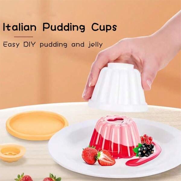 4pcs/Set Pudding Molds With Lids, Abs Plastic Jelly Moulds, Plastic Panna Cotta Mould, Baking Tools, Kitchen Gadgets, Panna Cotta Mould Dessert Tray Plastic Candy Dishe Fruit Jelly Mould Pudding Mould, Perfect For Making Fashionable Shaped Egg Custard, Milk Pudding Desserts, Panna Cotta And Jelly, Etc.