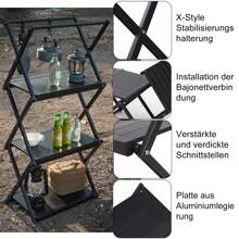 2 In 1 Foldable Shelf Storage Rack, 3 Tier Heavy Duty Foldable Metal Shelf Storage Rack Aluminum Alloy Organizer Shelves With Carry Bag For Kitchen Camping Picnic - Black - View 6
