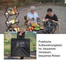 2 In 1 Foldable Shelf Storage Rack, 3 Tier Heavy Duty Foldable Metal Shelf Storage Rack Aluminum Alloy Organizer Shelves With Carry Bag For Kitchen Camping Picnic - Black - View 5