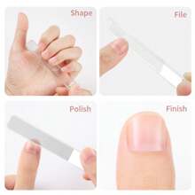 A Set Of 3 White Transparent Glass Nail Files, Suitable For Polishing And Grinding Nails And Exfoliating