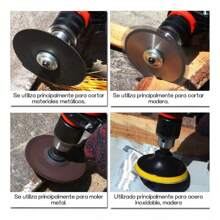 MOLOLAN 21 Piezas Kit de Amoladora Angular Eléctrica,Kit convertidor de amoladora angular para taladro eléctrico, (Base para taladro,Guarda protectora Bandeja de area,Disco de desbaste de metal,Disco de corte de metal ,Disco de corte diamantado,Disco de corte de madera,Biela,Llave,Papel de lija) - Rectificadora Multifuncional de Metal, Accesorios Completos para Cortar Pulir Bricolaje Madera Metal Cerámica - Negro - Ver 6