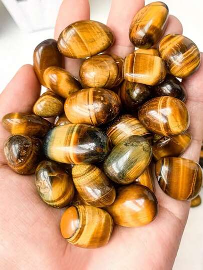 QYDCX Tiger's Eye Tumbled Stones For Healing Reiki Meditation Wicca And Home Decor Bulk Carefully Selected Picked Tumbled Stones And Crystal Polished Stones Set