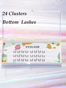 24 Clusters Of Bottom  Eyelashes Clear Band Natural Thick Segmented Rabbit Eye Lashes Extension 7mm DIY  At  Home - C - View 2