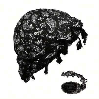 Khăn trùm đầu xoắn tua rua cổ điển Unisex, mũ len đan cho nam và nữ trong lễ Halloween
