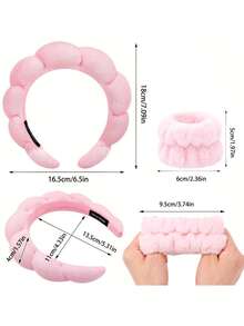 Luxuriöses 3-teiliges, weiches Spa-Stirnband & Armband Set - super weiches Handtuch Material für Damen - perfekter Haarreif zum Gesicht waschen, Schminken & Reise Utensilien