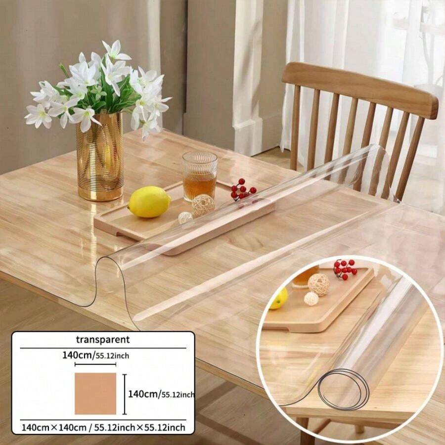 PVC Clear Tablecloth, Transparent Table Cover Protector, Waterproof