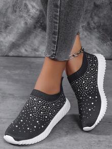 3D 印花时尚大码女式休闲运动鞋 - 黑色 - 查看 6