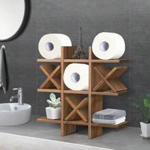 卫生纸架，卫生纸储存浴室装饰，质朴的木制悬挂式储存架，适用于农舍卫生纸的墙壁搁架装饰（棕色） - 咖啡棕 - 查看 5