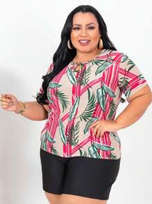 Plus Size Shirt Women's Fashion Blouse Liganete Cold Mesh Various Prints - Nhiều màu - Xem 11