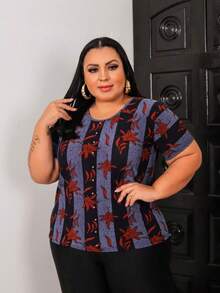 Plus Size Shirt Women's Fashion Blouse Liganete Cold Mesh Various Prints - Nhiều màu - Xem 9