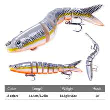 8 Segment Swimbait Lures Fishing Lures Hard Bait Minnow VIB Lure With Treble Hook Life-Like Swimbait Fishing Bait 3D Fishing Eyes Popper Crankbait Vibe Sinking Lure For Bass Trout Walleye