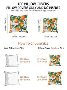 1pc Lemon Pattern Pillowcase Without Filler, Simple Style Printed Velvet Fabric Cushion Cover Suitable For Sofa, Bedroom Home Decor - Multicolor - View 9