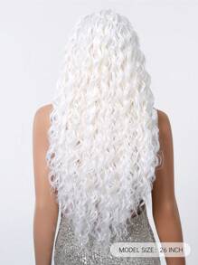 26 "Curly Hair Band Female Wig Wavy Black Wig With Headband Synthetic Woven Chemical Fiber Long Curly Hair Wig For Everyday Use And Halloween, Cosplay, Christmas, Fashion Girls. - 白色 - 查看 5