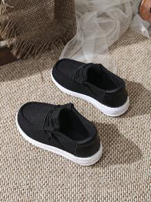 儿童休闲系带帆布透气跑步鞋，低帮运动鞋 - 黑色 - 查看 5