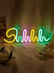 CHI-BUY 1 pieza Nuevo letrero de neón LED de iluminación decorativa, incluye sombrero rosa, gato rosa "Shhhh", mariposa rosa, cabeza de gato, pata rosa en espejo, flor azul en espejo, taza de bebida, señal de neón LED blanca cálida con corazón doble, para decoración de pared de boda interior, alimentado por USB de 5V, adecuado para dormitorio, sala de estar