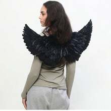 1pc Black/White Angel Feather Wings, Halloween Costume Accessory, Cosplay Prop - Multicolor - View 4