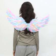 1pc Black/White Angel Feather Wings, Halloween Costume Accessory, Cosplay Prop - Multicolor - View 5