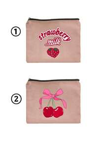 1/2 peças Bolsa de maquiagem estampada kawaii com padrão de morango cereja, bolsa de cosméticos portátil multiuso para viagens, bolsa de maquiagem bolsa de maquiagem bolsa de cuidados com a pele bolsa de higiene cubos de embalagem, organizador de banheiro de itens essenciais de viagem, organizador de joias, organizador de óleo labial, organizador de esmaltes bolsa de maquiagem armazenamento organizador de maquiagem estojo de maquiagem bolsas de maquiagem organizador de maquiagem armazenamento de maquiagem - Rosa - Ver 13