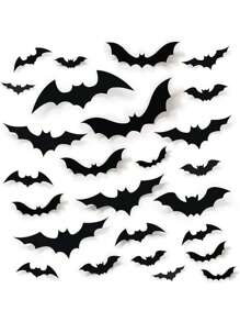 96 szt. Dekoracje nietoperzy - Naklejki ścienne 3D nietoperzy, 4 rozmiary, wielokrotnego użytku do majsterkowania, łazienki, baru, biura, wewnątrz, artykuły na imprezę halloweenową, wystrój domu jesień, Boże Narodzenie