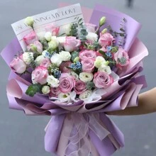 58*58厘米双色防水花卉包装纸，20张/包，返校情人节 - 丁香紫+裸粉 - 查看 6