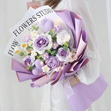 58*58厘米双色防水花卉包装纸，20张/包，返校情人节 - 丁香紫+裸粉 - 查看 2