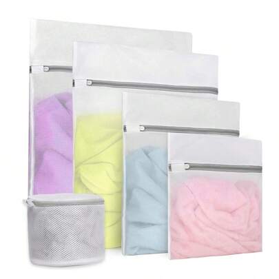 5 Pcs Mesh Laundry Bags Set, Suitable For Delicate Clothes, Bras, Socks, Underwear, Baby Clothes, Travel Storage Organizer Bags