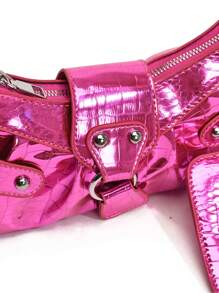 Dedoo Bộ 3 túi xách nữ dây rút thời trang mùa hè 2025, kiểu dáng xô, đính đinh tán, túi đeo chéo bản rộng, có dây đeo rộng, dùng cho xe máy. - Hồng - Xem 8