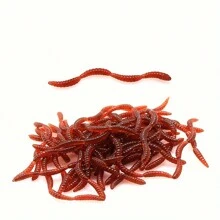 200 Red Earthworms With 6cm Fish-Like Red Soft Worm Simulation, Artificial Rubber Fish Fish Lifelike Bait - Multicolor - View 5