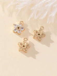 3pcs Fashion Copper Micro Pave Cubic Zirconia Flower Pendant Charms For Necklace & Bracelet DIY Valentines