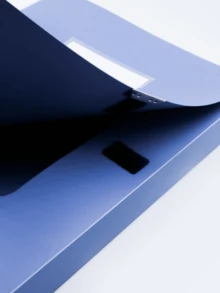 Caja de archivos A4 cargada35 mm, caja de información de archivos, caja de almacenamiento de plástico, carpeta de almacenamiento duradera - Azul - Ver 2