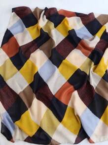 1pc Elegant Women's Tartan Print Scarf Hijab, Headscarf, Beach Towel, Daily Wear, Festival Decoration Scarf - Multicolor - View 3