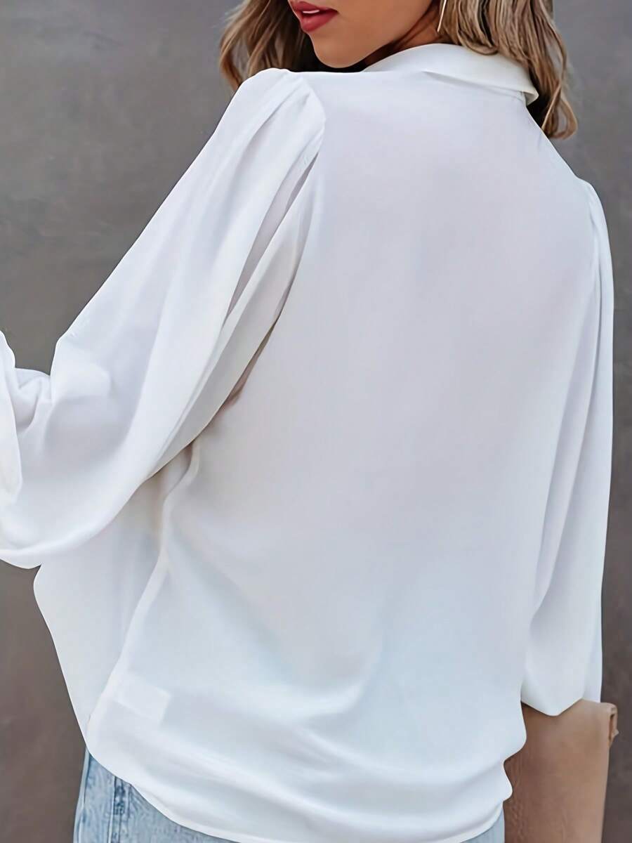 Women's Lantern Sleeve Shirt - 白色 - 查看 1