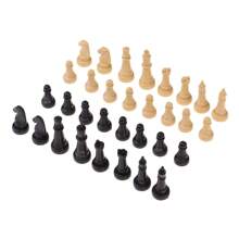 1 set 32 piezas de ajedrez plásticas internacionales (excluyendo el tablero de ajedrez), accesorios de ajedrez para juego, fiesta, juego de mesa - Blanco y Negro - Ver 4