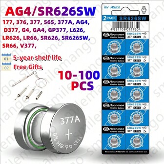 5-100PCS 1.55V AG4 Knop Batterijen 377 SR626 SR626SW Cell Coin Alkaline Batterij 177 376 626A LR66 LR626 Voor Horloge Speelgoed Klok