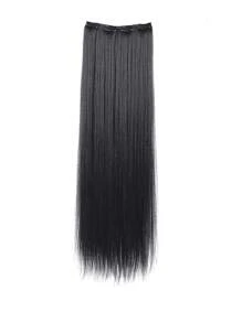 20inch 24inch 28inch Synthetic Long Straight Clip In Hair Extensions Wig Straight Black Hairpiece For Women Increase Hair Volume Heat Resistant Fiber