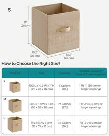 SONGMICS 储物柜，11 英寸无纺布箱，带双手柄，6 件套，壁橱架子收纳盒，可折叠，用于衣服万圣节装饰万圣节服装秋季装饰节日装饰卧室、收纳盒、收纳盒、家居收纳、女式白色 T 恤、女式黑色裤子、女士冬装、连衣裙、女士冬装、优雅女装、女士白衬衫、长袖、女士白色连体裤、女士春季连衣裙、女士春季服装、春季、春季服装、极简主义、夏季上衣 - 米色 - 查看 4