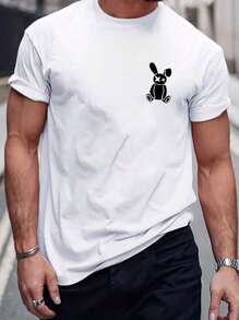 MURAMASA Camisetas para hombres con cuello redondo ajustado, manga corta, estampado gráfico, ropa de moda divertida para hombres para el verano - Blanco - Ver 1